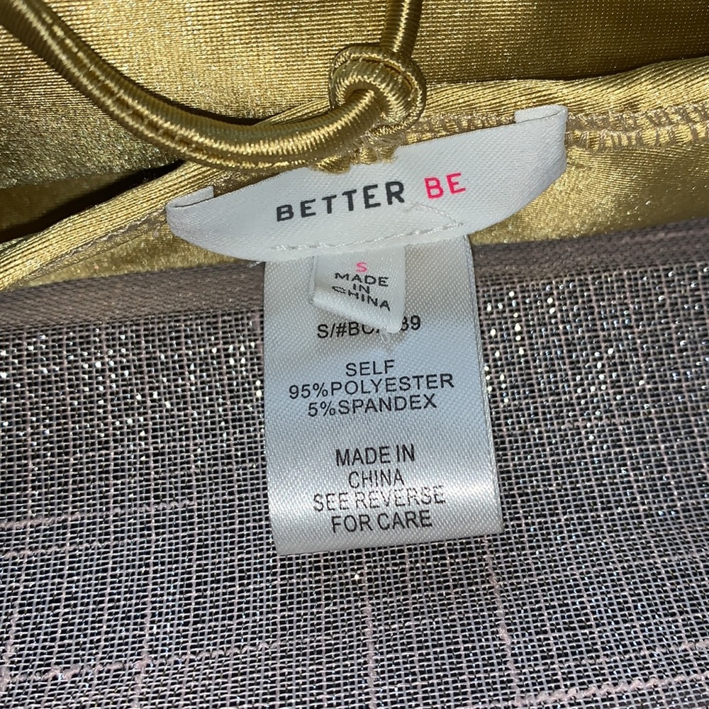 ‼️SOLD‼️ Better Be Metallic Gold Tie Back Crop Top Size Small for Women - Picture 5 of 10